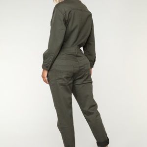 Fashion Nova “Working Hard” Jumpsuit-Olive